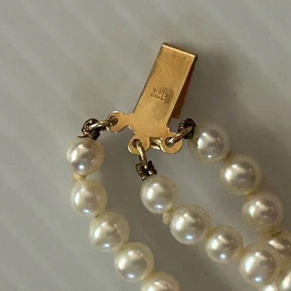 Vintage 14K Gold Cultured Pearl 3 Strand Necklace 17-1/2” - Picture 6 of 9